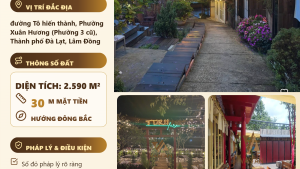 Bán Đất Tô Hiến Thành Đà Lạt – 2.590m², 300m² Thổ Cư, Đang Cho Thuê Nhà Hàng, Giá 32 Tỷ