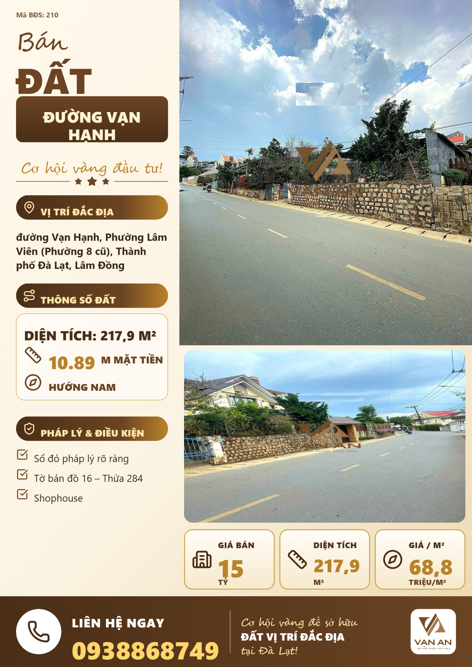 Bán Đất Mặt Tiền Vạn Hạnh P8 Đà Lạt – 217,89m² Thổ Cư, Sổ Riêng, Giá 15 Tỷ Bán Đất Mặt Tiền Vạn Hạnh P8 Đà Lạt – 217,89m² Thổ Cư, Sổ Riêng, Giá 15 Tỷ