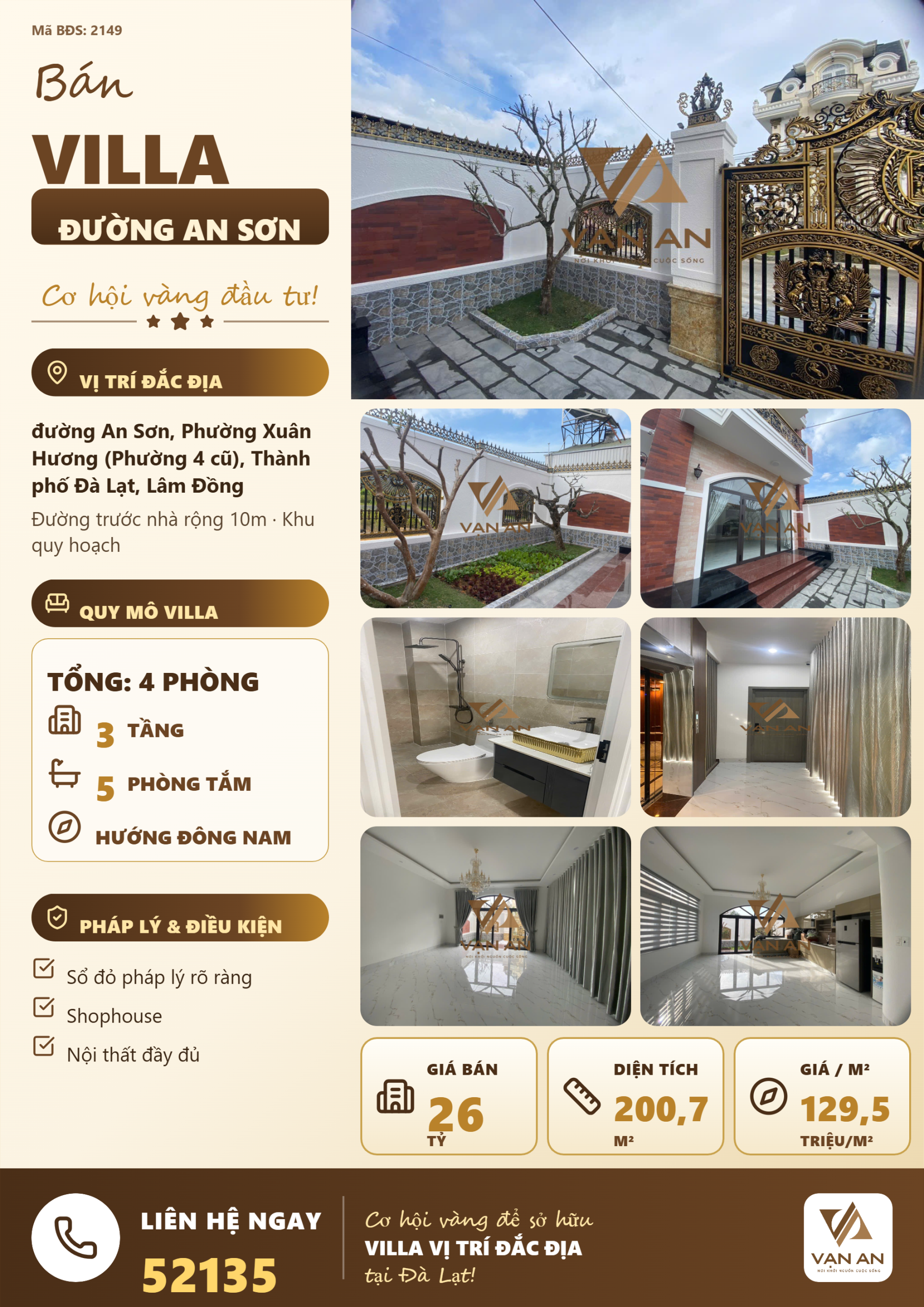 Bán Villa An Sơn Lô D4 Đà Lạt – Trục Chính An Sơn, 200,7m² Full Thổ Cư, Giá 26 Tỷ Bán Villa An Sơn Lô D4 Đà Lạt – Trục Chính An Sơn, 200,7m² Full Thổ Cư, Giá 26 Tỷ