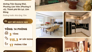 Bán Khách Sạn Mặt Tiền Trần Quang Khải Đà Lạt – 257,55m², 14 Phòng, Đường 14m, Giá 32 Tỷ